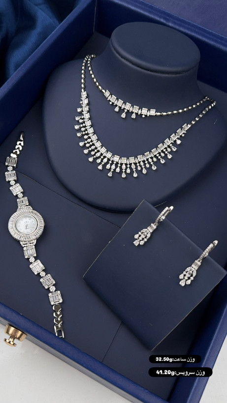 ست لوکس Silver Jewelry & Watch برند GTA نقره ۹۲۵ عیار