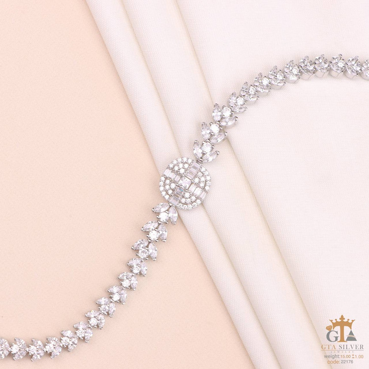 دستبند نقره لوکس GTA Silver | مشابه طلا سفید، مناسب استایلهای شیک