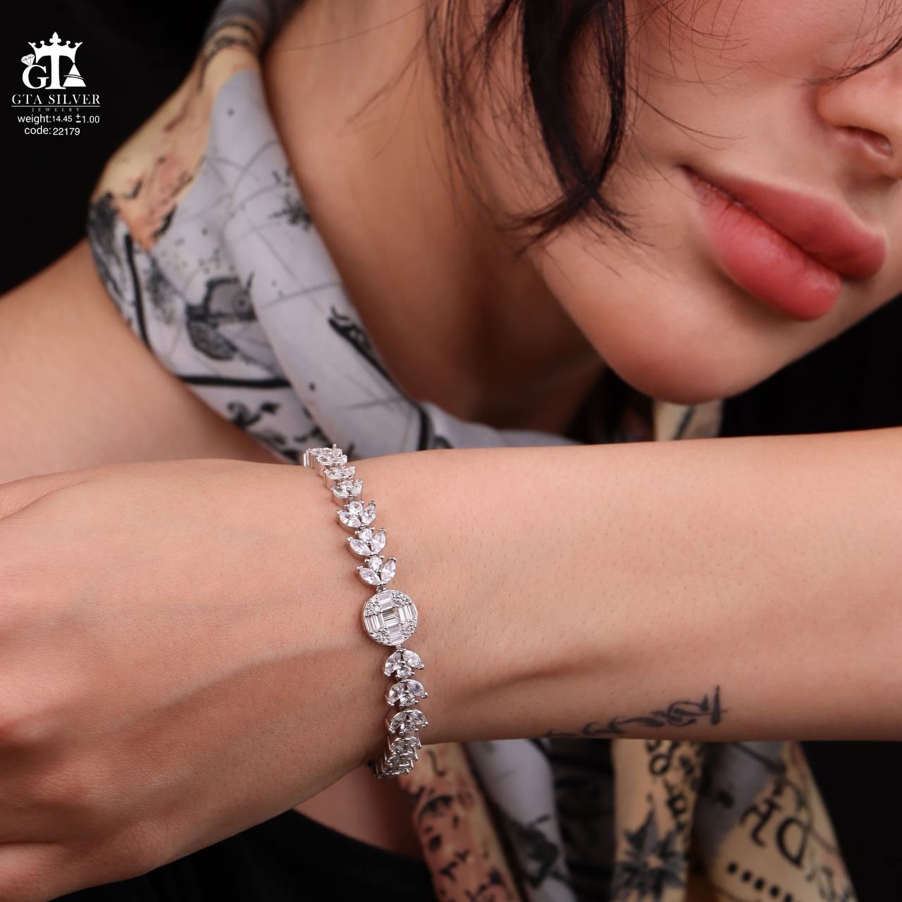 دستبند زنانه نقره GTA | White Gold Look, Always Elegant