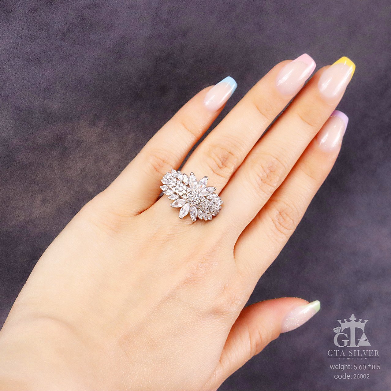 درخشش بی‌نظیر با انگشتر مارکیز نقره | Sparkling Marquise 925 Silver Ring