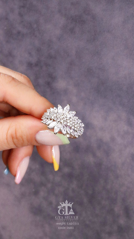Silver Ring 925 with Marquise Gem | حلقهای برای استایل لوکس