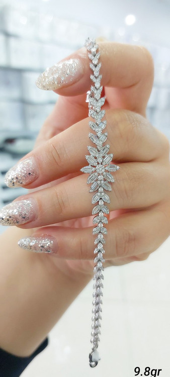 دستبند نقره زنانه برند GTA با طراحی گل نگیندار | Silver Bracelet GTA Design زنانه لوکس مناسب مجاالس