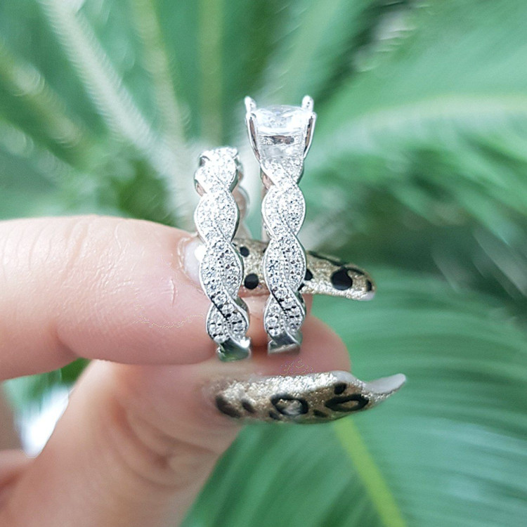 خرید حلقه سولیتر نقره ۹۲۵ زنانه با پشت حلقه نگیندار – برند GTA