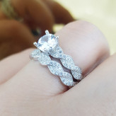 مدل جدید حلقه نقره ۹۲۵ زنانه سولیتر با طراحی دو حلقه پشت سر هم، محصول GTA