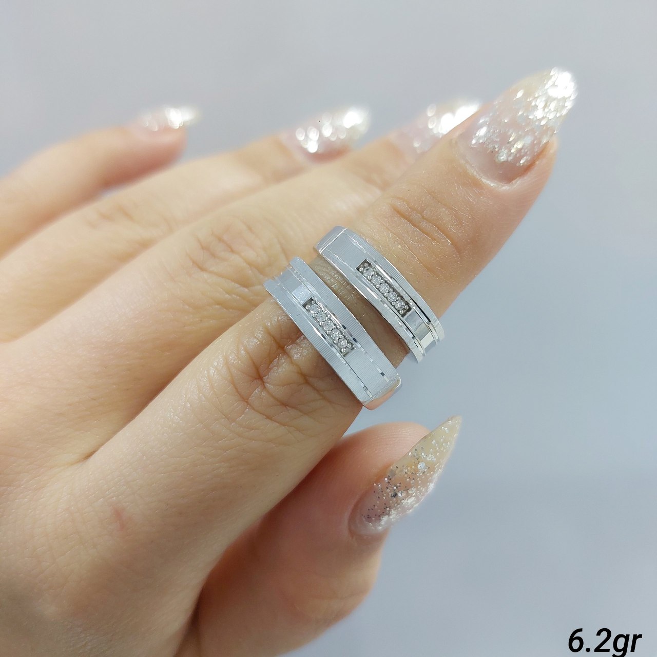حلقه خاص نقره GTA با نگین‌کاری ظریف | Elegant 925 Silver Ring Set