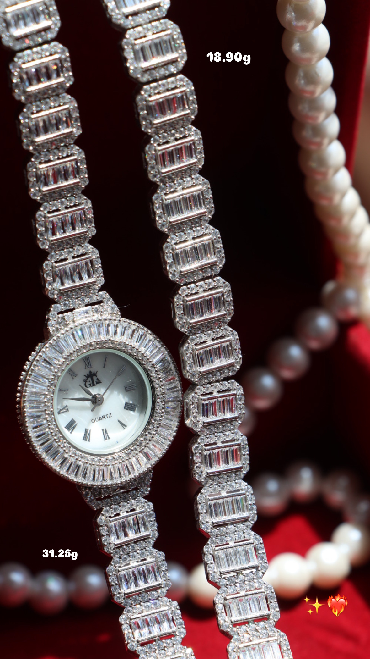 ست نقره زنانه GTA 925 ساعت و دستبند با طراحی درخشان