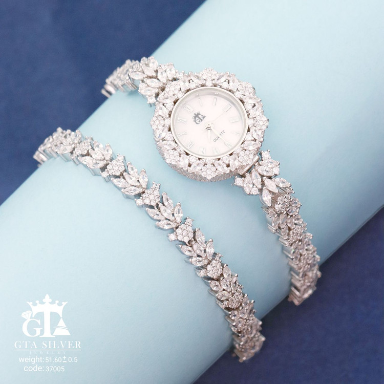 ست ساعت و دستبند مارکیز نقره 925 Shine with timeless elegance