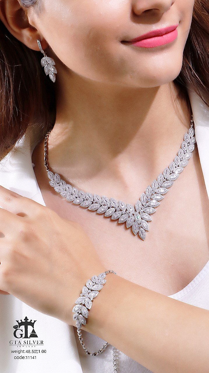 ست نقره شیک و مجلسی- طراحی برگ leaf  شکل
