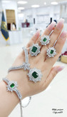 جواهرات خاص با نگین سبز سلطنتی – Royal Green Stone Silver Set by GTA