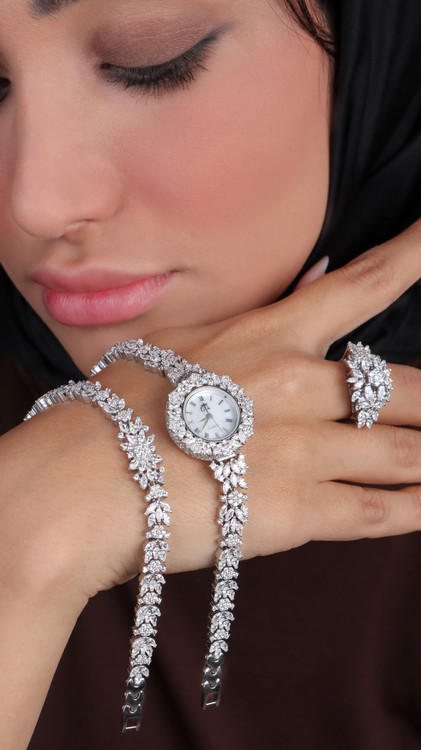 Silver Jewelry Set | ست جواهر نقره زنانه | انگشتر و دستبند مارکیز