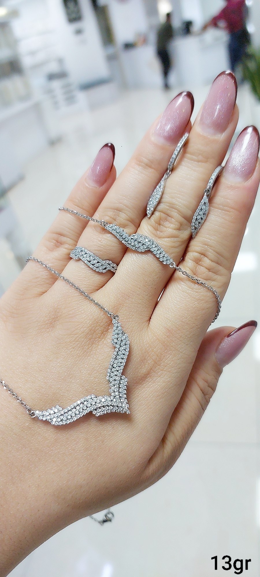 ست نقره GTA با Rhodium Plating و نگین‌های Zirconia – طراحی ظریف و شیک