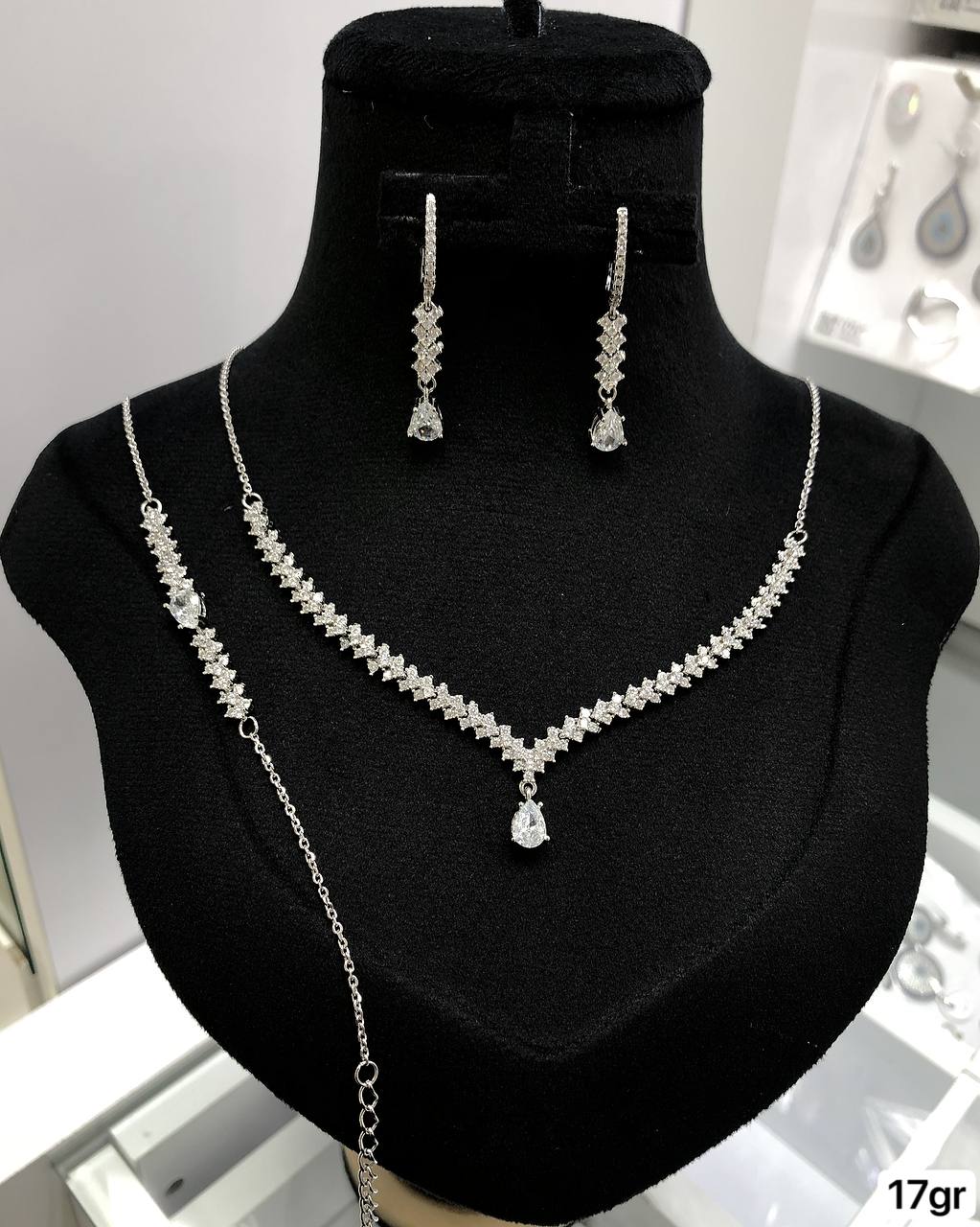 سرویس نقره لوکس GTA Silver 925 با zirconia و rhodium plating