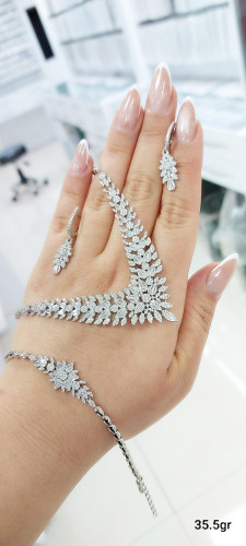 ست زیورآلات نقره bridal silver set مدل طلا با آبکاری rhodium