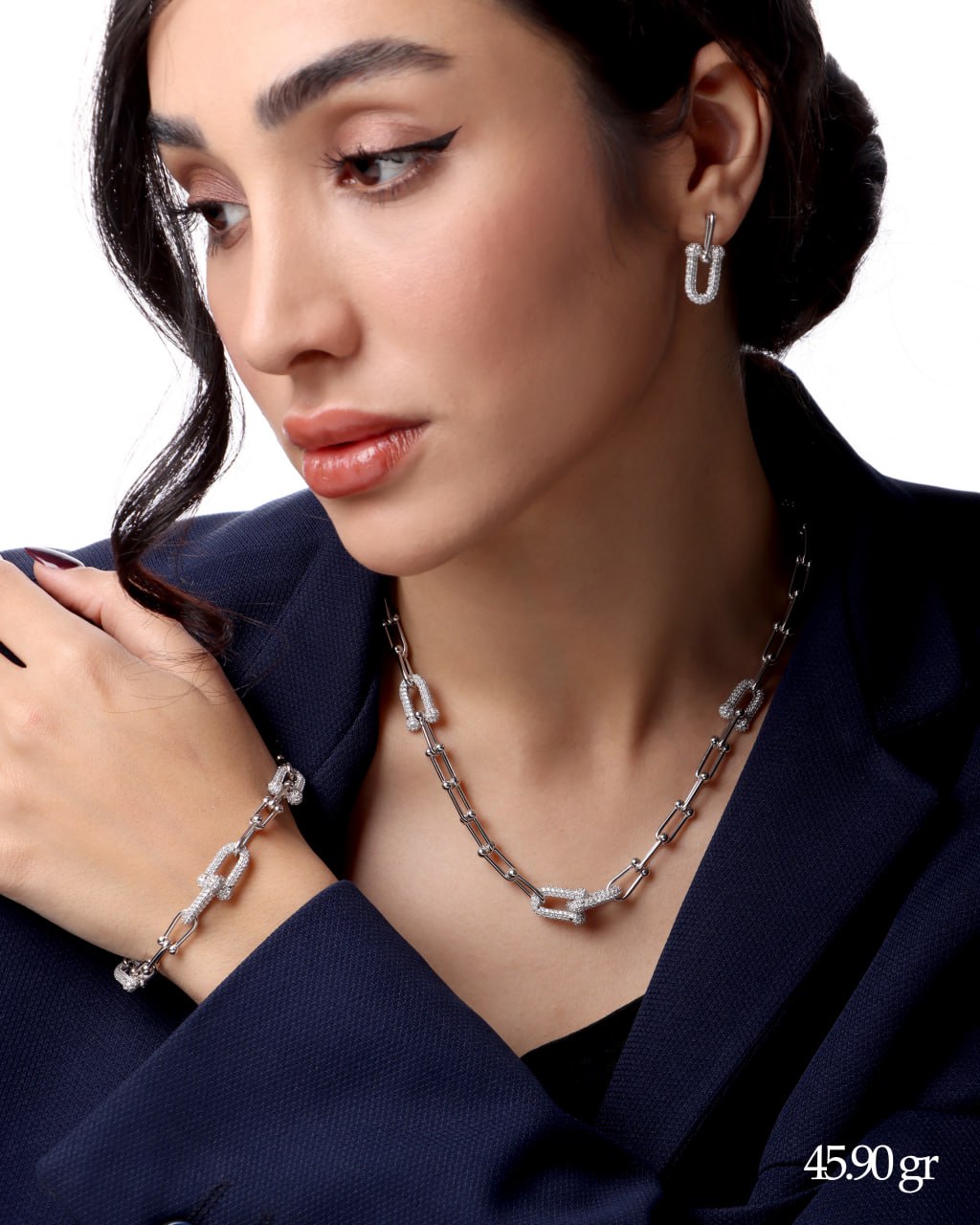 سرویس نقره زنانه لوکس با آبکاری رودیوم – Luxury Silver Jewelry