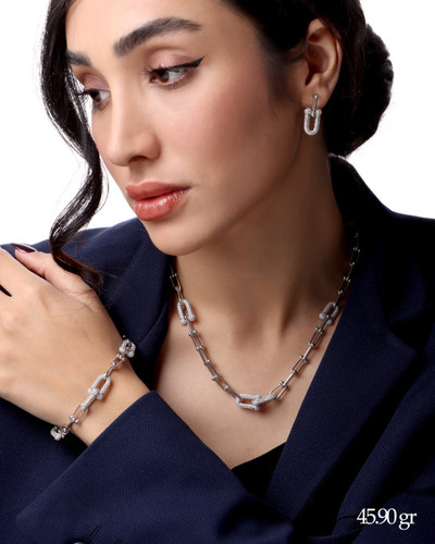 سرویس نقره زنانه لوکس با آبکاری رودیوم – Luxury Silver Jewelry